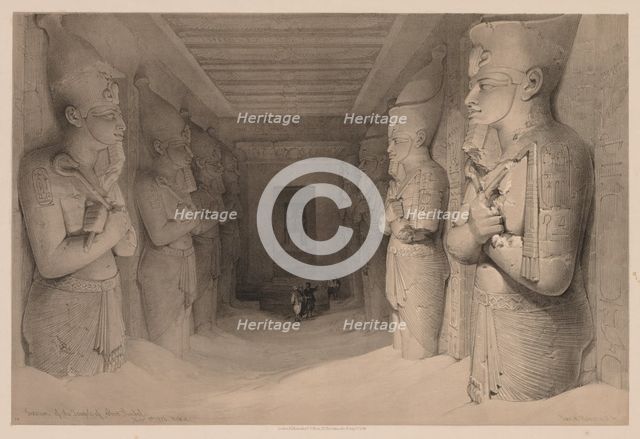 Egypt and Nubia: Volume I - No. 14, Interior of the Temple Aboo Simbel, 1836. Creator: Louis Haghe (British, 1806-1885).