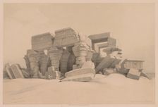Egypt and Nubia: Volume I - No. 1, No. 2, Remains of the Portico of the Temple of Kom Ombo, 1838. Creator: Louis Haghe (British, 1806-1885)