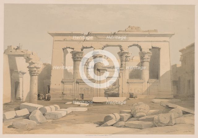Egypt and Nubia: Volume I - No. 28, Portico of the Temple of Kalabshi, 1838. Creator: Louis Haghe (British, 1806-1885).