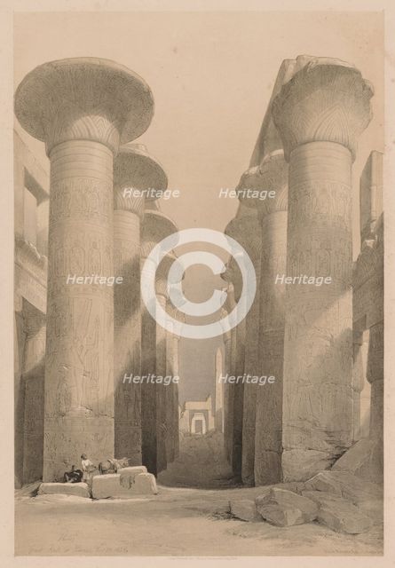 Egypt and Nubia: Volume I - No. 20, Great Hall at Karnak, Thebes, 1838. Creator: Louis Haghe (British, 1806-1885).