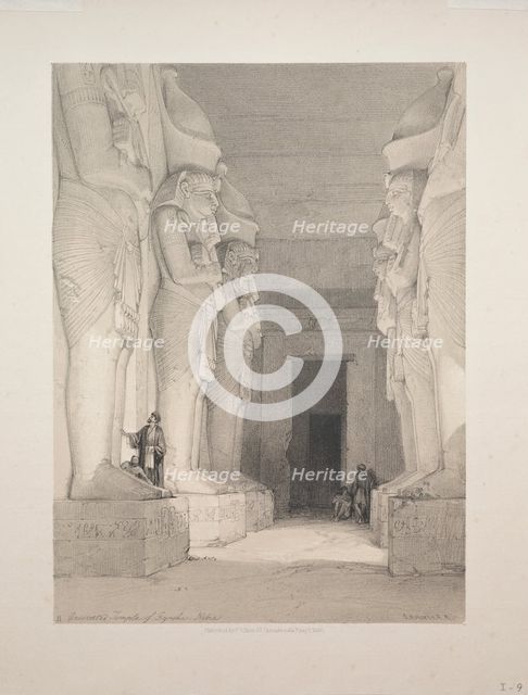 Egypt and Nubia: Volume I - No. 9, Excavated Temple of Gyrshe, Nubia, 1838. Creator: Louis Haghe (British, 1806-1885).