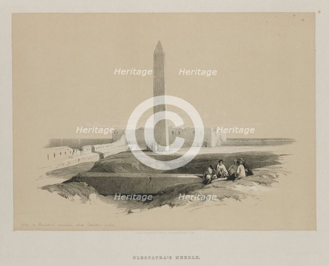 Egypt and Nubia, Volume I: Obelisk at Alexandria, Commonly called Cleopatra's Needle, 1846. Creator: Louis Haghe (British, 1806-1885); F.G.Moon, 20 Threadneedle Street, London.