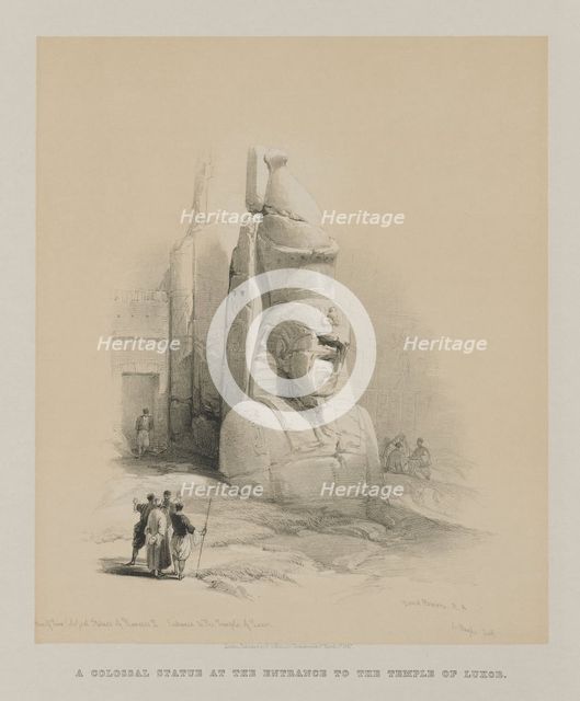 Egypt and Nubia, Volume I: One of Two Colossal Statues of Rameses II..., 1847. Creator: Louis Haghe (British, 1806-1885); F.G.Moon, 20 Threadneedle Street, London.