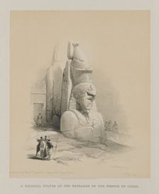 Egypt and Nubia, Volume I: One of Two Colossal Statues of Rameses II..., 1847. Creator: Louis Haghe (British, 1806-1885); F.G.Moon, 20 Threadneedle Street, London