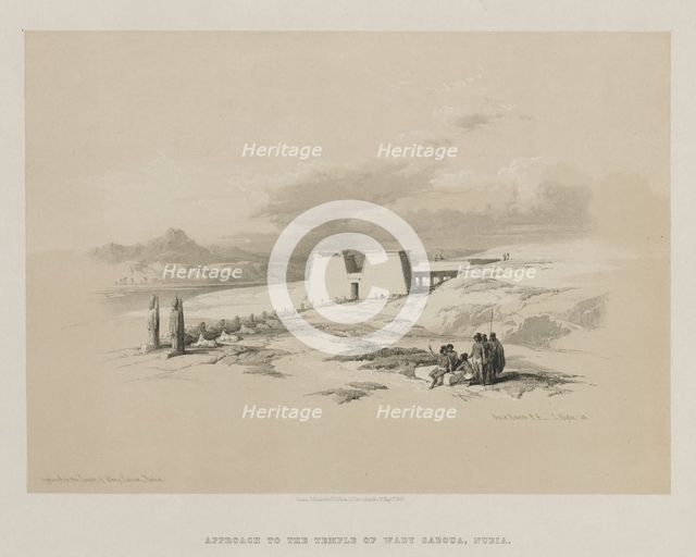 Egypt and Nubia, Volume I: Approach to the Temple of Wady Saboua, Nubia, 1847. Creator: Louis Haghe (British, 1806-1885); F.G.Moon, 20 Threadneedle Street, London.