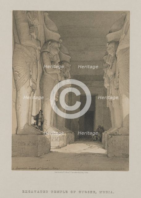 Egypt and Nubia, Volume I: Excavated Temple of Gyrshe, Nubia, 1846. Creator: Louis Haghe (British, 1806-1885); F.G.Moon, 20 Threadneedle Street, London.