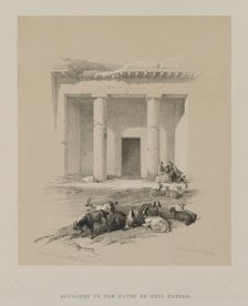 Egypt and Nubia, Volume I: Entrance to the Caves of Beni-Hasan, 1847. Creator: Louis Haghe (British, 1806-1885); F.G.Moon, 20 Threadneedle Street, London