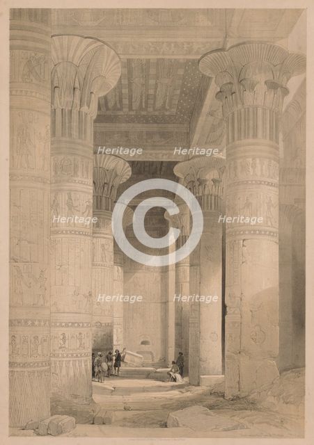 Egypt and Nubia: Volume I - Frontispiece, View under the Grand Portico, Philae, 1838. Creator: Louis Haghe (British, 1806-1885).