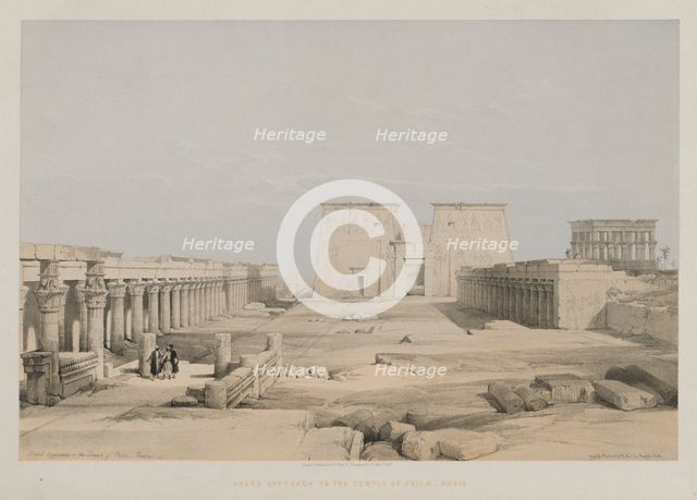 Egypt and Nubia, Volume I: Grand Approach to the Temple of Philae, Nubia, 1847. Creator: Louis Haghe (British, 1806-1885); F.G.Moon, 20 Threadneedle Street, London.