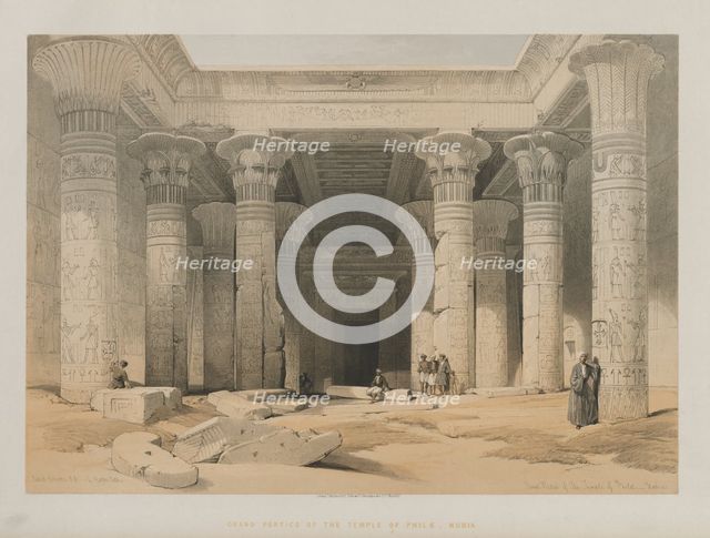 Egypt and Nubia, Volume I: Grand Portico of the Temple of Philae, Nubia, 1847. Creator: Louis Haghe (British, 1806-1885); F.G.Moon, 20 Threadneedle Street, London.