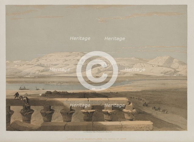 Egypt and Nubia, Volume I: Libyan Chain of Mountains, from the Temple of Luxor, 1847. Creator: Louis Haghe (British, 1806-1885); F.G.Moon, 20 Threadneedle Street, London.