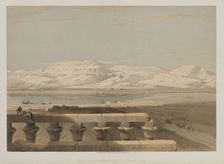 Egypt and Nubia, Volume I: Libyan Chain of Mountains, from the Temple of Luxor, 1847. Creator: Louis Haghe (British, 1806-1885); F.G.Moon, 20 Threadneedle Street, London