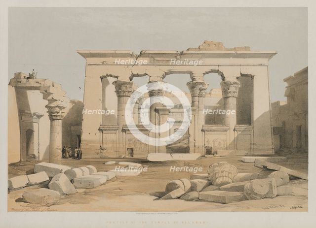 Egypt and Nubia, Volume I: Portico of the Temple of Kalabshe, 1847. Creator: Louis Haghe (British, 1806-1885); F.G.Moon, 20 Threadneedle Street, London.