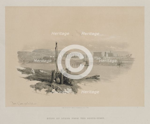 Egypt and Nubia, Volume I: Ruins of Luxor from the South-West, 1846. Creator: Louis Haghe (British, 1806-1885); F.G.Moon, 20 Threadneedle Street, London.