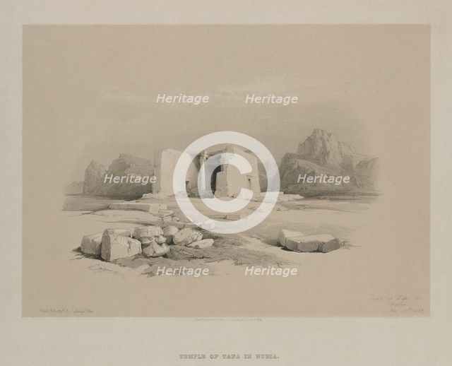 Egypt and Nubia, Volume I: Temple at Tafa in Nubia, 1846. Creator: Louis Haghe (British, 1806-1885); F.G.Moon, 20 Threadneedle Street, London.