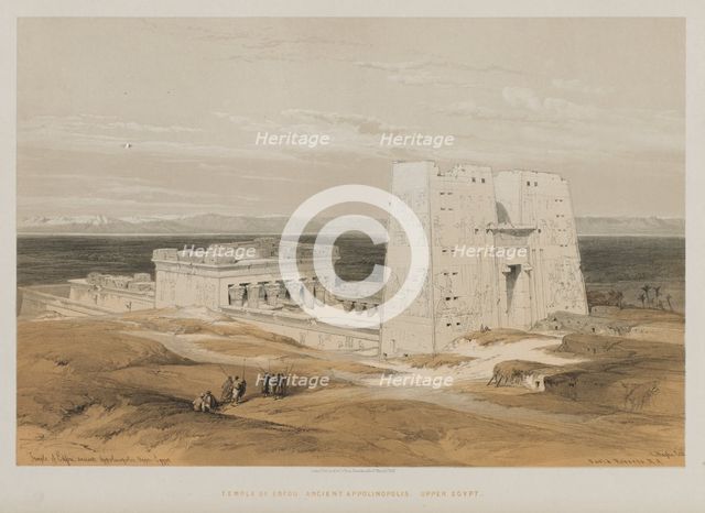 Egypt and Nubia, Volume I: Temple at Edfou, Ancient Apollinopolis, Upper Egypt, 1847. Creator: Louis Haghe (British, 1806-1885); F.G. Moon, 20 Threadneedle Street, London.