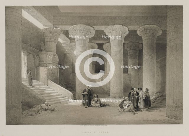 Egypt and Nubia, Volume I: Temple at Esneh, 1846. Creator: Louis Haghe (British, 1806-1885); F.G.Moon, 20 Threadneedle Street, London.
