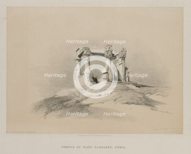 Egypt and Nubia, Volume I: Temple of Wady Kardassy in Nubia, 1846. Creator: Louis Haghe (British, 1806-1885); F.G.Moon, 20 Threadneedle Street, London.