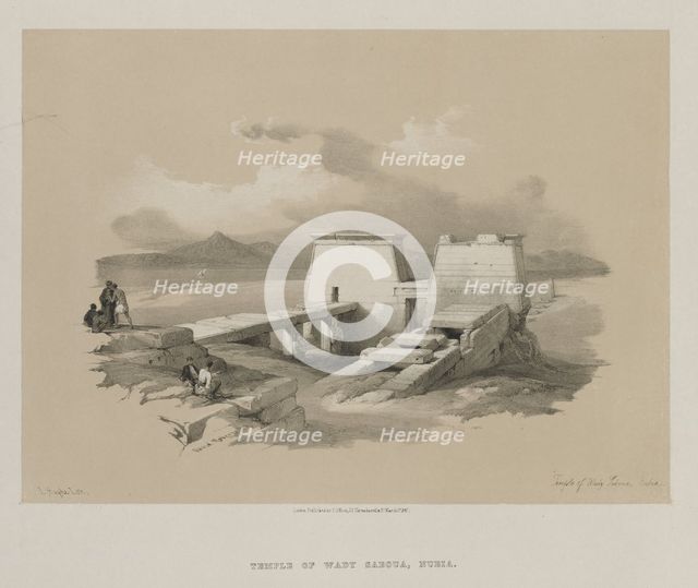 Egypt and Nubia, Volume I: Temple of Wady Saboua, Nubia, 1846. Creator: Louis Haghe (British, 1806-1885).