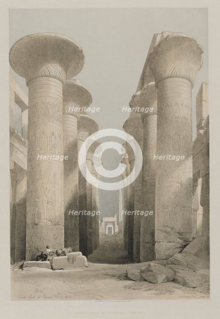 Egypt and Nubia, Volume I: Thebes, Great Hall at Karnac, 1848. Creator: Louis Haghe (British, 1806-1885); F.G.Moon, 20 Threadneedle Street, London.