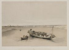 Egypt and Nubia, Volume I: View on the Nile Looking Towards the Pyramids of Dashour and Saccara, 184 Creator: Louis Haghe (British, 1806-1885); F.G.Moon, 20 Threadneedle Street, London