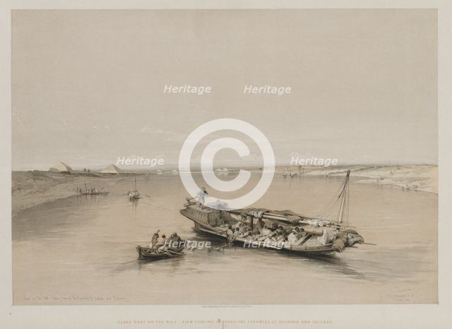 Egypt and Nubia, Volume I: View on the Nile Looking Towards the Pyramids of Dashour and Saccara, 184 Creator: Louis Haghe (British, 1806-1885); F.G.Moon, 20 Threadneedle Street, London.