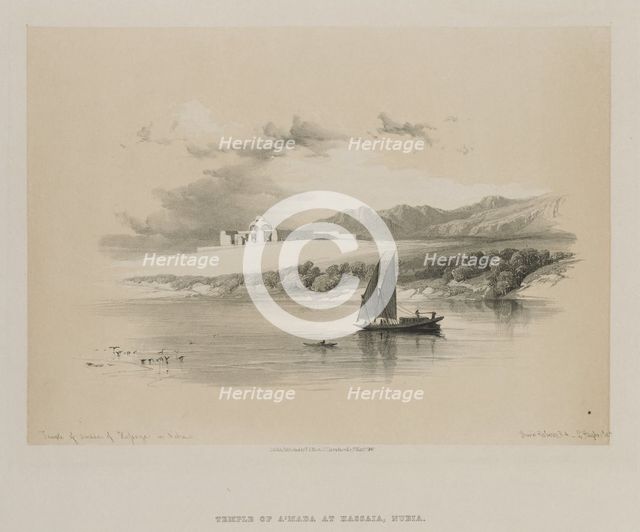 Egypt and Nubia, Volume II: Temple of Amdda, of Hassaya in Nubia, 1847. Creator: Louis Haghe (British, 1806-1885); F.G.Moon, 20 Threadneedle Street, London.