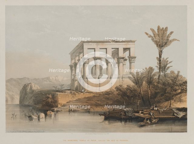 Egypt and Nubia, Volume II: The Hypaethral Temple at Philae, called the Bed of Pharaoh , 1848. Creator: Louis Haghe (British, 1806-1885); F.G. Moon, 20 Threadneedle Street, London.