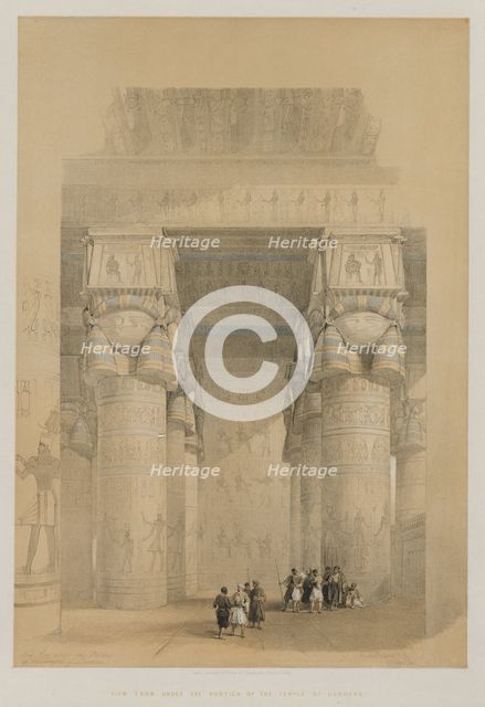 Egypt and Nubia, Volume II: View from Under the Portico of the Temple of Dendera, 1849. Creator: Louis Haghe (British, 1806-1885); F.G.Moon, 20 Threadneedle Street, London.