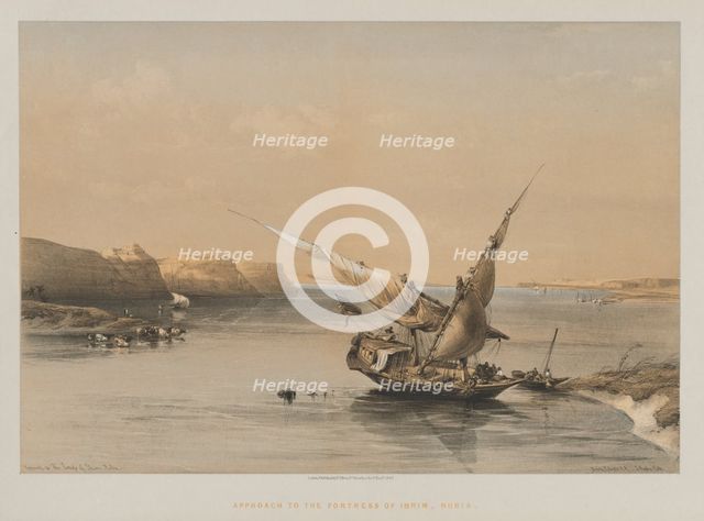 Egypt and Nubia, Volume II: Approach to the Fortress of Ibrim, Nubia, 1847. Creator: Louis Haghe (British, 1806-1885); F.G.Moon, 20 Threadneedle Street, London.