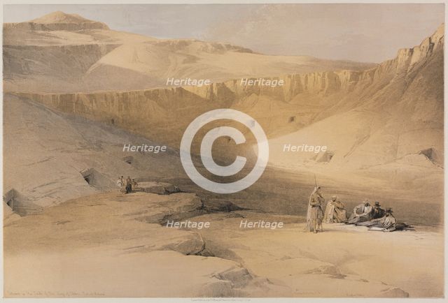 Egypt and Nubia, Volume II: Entrance to the Tombs of the Kings of Thebes, Bab-El-Malouk, 1848. Creator: Louis Haghe (British, 1806-1885); F.G.Moon, 20 Threadneedle Street, London.