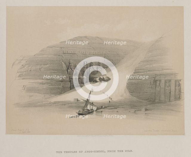 Egypt and Nubia, Volume II: Excavated Temples of Abo Simble, Nubia, 1848. Creator: Louis Haghe (British, 1806-1885); F.G.Moon, 20 Threadneedle Street, London.
