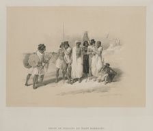 Egypt and Nubia, Volume II: Group of Nubians-Wady Kardasey, 1847. Creator: Louis Haghe (British, 1806-1885); F.G.Moon, 20 Threadneedle Street, London
