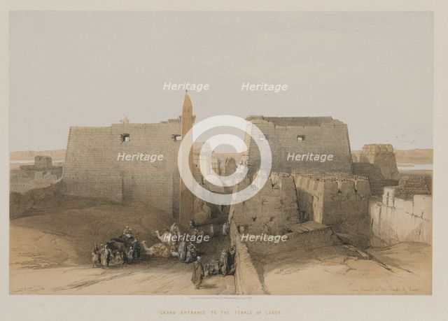 Egypt and Nubia, Volume II: Grand Entrance to the Temple of Luxor, 1848. Creator: Louis Haghe (British, 1806-1885); F.G.Moon, 20 Threadneedle Street, London.