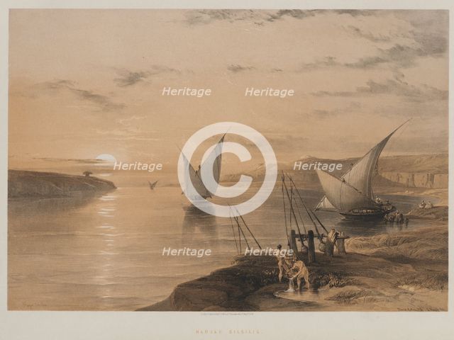 Egypt and Nubia, Volume II: Hagar Setsilis, 1847. Creator: Louis Haghe (British, 1806-1885); F.G.Moon, 20 Threadneedle Street, London.