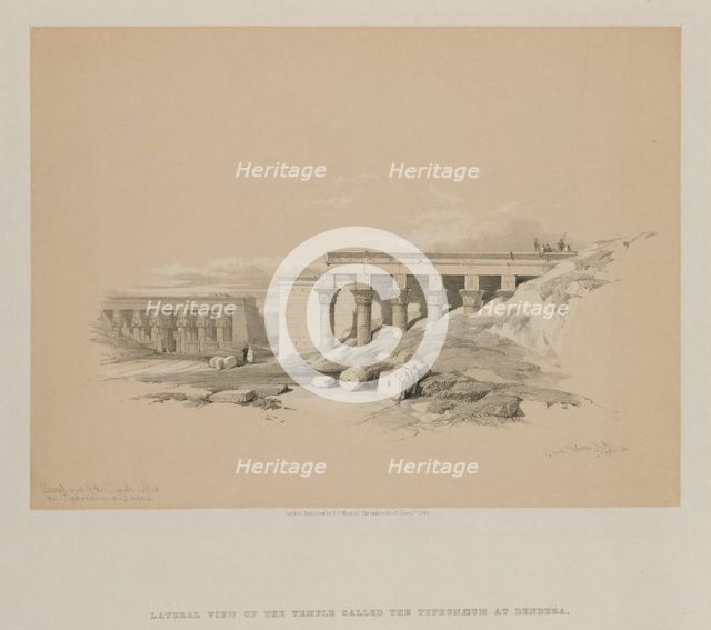 Egypt and Nubia, Volume II: Lateral View of the Temple called The Typhonoeum at Dendera, 1848. Creator: Louis Haghe (British, 1806-1885); F.G.Moon, 20 Threadneedle Street, London.