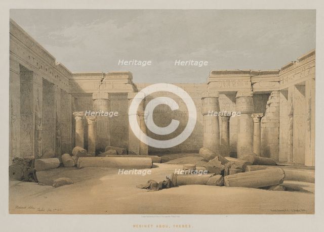 Egypt and Nubia, Volume II: Medinet Abou, Thebes, 1847. Creator: Louis Haghe (British, 1806-1885); F.G.Moon, 20 Threadneedle Street, London.