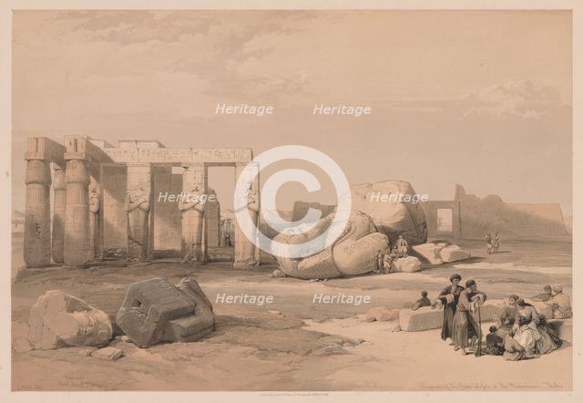 Egypt and Nubia: Volume II - No. 4, Fragments of the Great Colossi, at the Memnonium, 1838. Creator: Louis Haghe (British, 1806-1885).