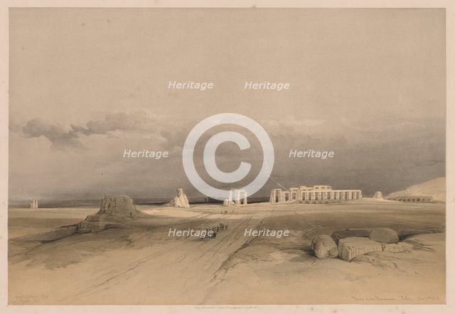 Egypt and Nubia: Volume II - No. 8, Ruins of the Memnonium, Thebes, 1838. Creator: Louis Haghe (British, 1806-1885).