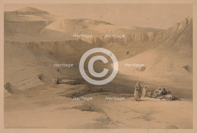 Egypt and Nubia: Volume II - No. 34, Entrance to the Tombs of the Kings of Thebes…, 1838. Creator: Louis Haghe (British, 1806-1885).