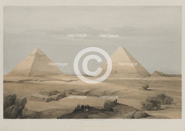 Egypt and Nubia, Volume II: Pyramids of Geezeh, 1848. Creator: Louis Haghe (British, 1806-1885); F.G.Moon, 20 Threadneedle Street, London.