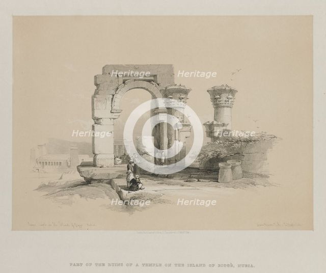 Egypt and Nubia, Volume II: Ruins - Temple on the Island of Biggeh, Nubia, 1847. Creator: Louis Haghe (British, 1806-1885); F.G.Moon, 20 Threadneedle Street, London.
