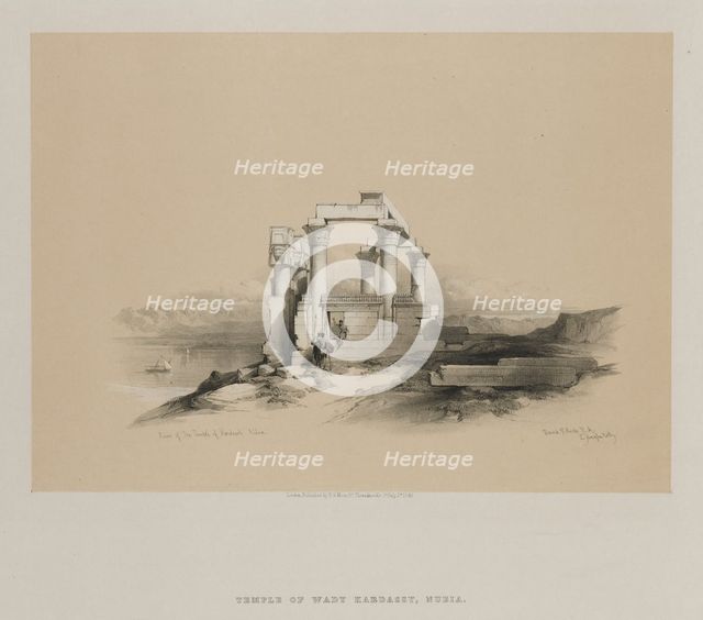 Egypt and Nubia, Volume II: Ruins of the Temple of Kardeseh, Nubia, 1848. Creator: Louis Haghe (British, 1806-1885); F.G.Moon, 20 Threadneedle Street, London.