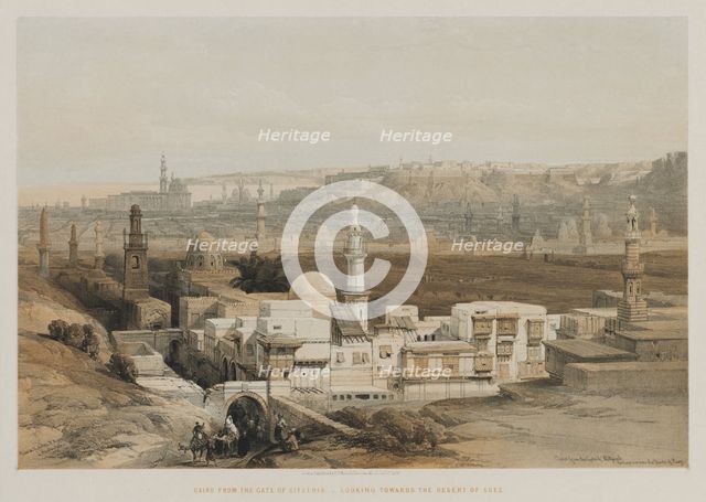 Egypt and Nubia, Volume III: Cairo from the Gate of Citzenib, Looking towards the Desert of Suez, 18 Creator: Louis Haghe (British, 1806-1885); F.G. Moon, 20 Threadneedle Street, London.