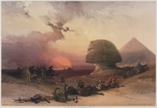 Egypt and Nubia, Volume III: Approach of the Simoon-Desert at Gizeh, 1849. Creator: Louis Haghe (British, 1806-1885); F.G. Moon, 20 Threadneedle Street, London