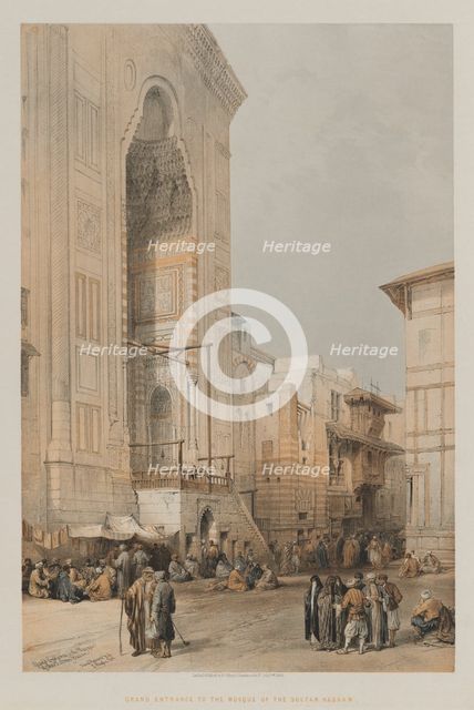 Egypt and Nubia, Volume III: Grand Entrance to the Mosque of the Sultan Hassan, 1849. Creator: Louis Haghe (British, 1806-1885); F.G.Moon, 20 Threadneedle Street, London.