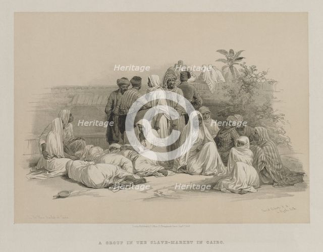 Egypt and Nubia, Volume III: In the Slave Market at Cairo, 1849. Creator: Louis Haghe (British, 1806-1885); F.G.Moon, 20 Threadneedle Street, London.