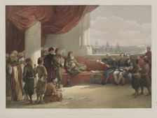 Egypt and Nubia, Volume III: Interview with the Viceroy of Egypt, at his Palace, Alexandria, 1848. Creator: Louis Haghe (British, 1806-1885); F.G.Moon, 20 Threadneedle Street, London