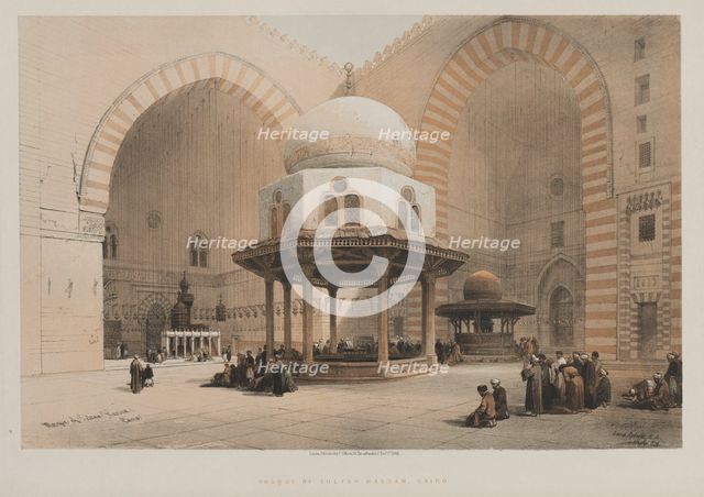 Egypt and Nubia, Volume III, Mosque of the Sultan Hassan, Cairo, 1848. Creator: Louis Haghe (British, 1806-1885); F.G.Moon, 20 Threadneedle Street, London.
