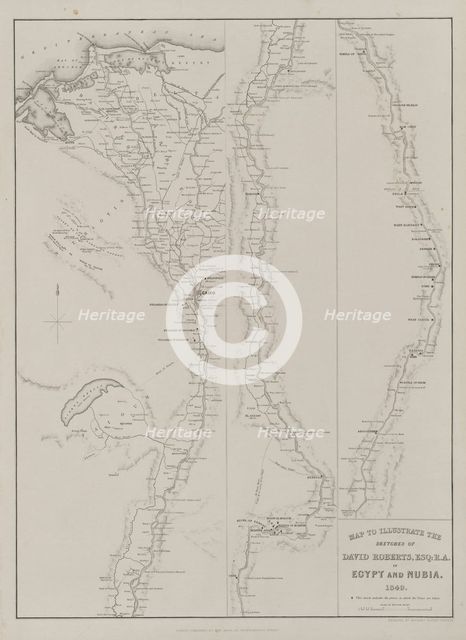 Egypt and Nubia, Volume III: Map to Illustrate the Sketches of David Roberts, Esq...1849, 1849. Creator: Louis Haghe (British, 1806-1885); F.G.Moon, 20 Threadneedle Street, London.
